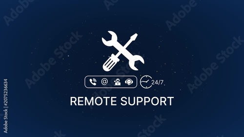 Remote support services with wrench screwdriver and 24/7 technical assistance symbol 24/7 support it support