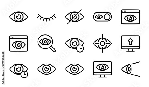 Foto Eye Web Icons in Line Style Visibility and Privacy Vector Collection