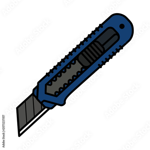 Blue Utility Knife Vector Illustration