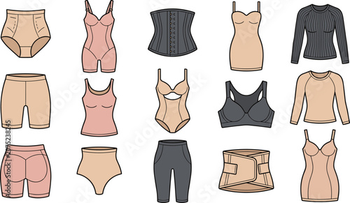 Women Shapewear and Slimming Lingerie Collection with Body Contouring Corset Compression Garments Support Wear for Fashion Beauty and Wellness Design