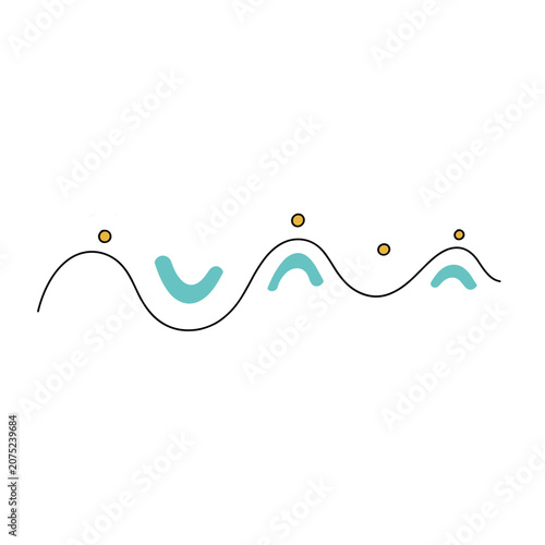 Minimalist wavy line with dots and wave shapes vector