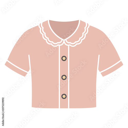 Pink Peter Pan Collar Shirt Flat Vector Illustration