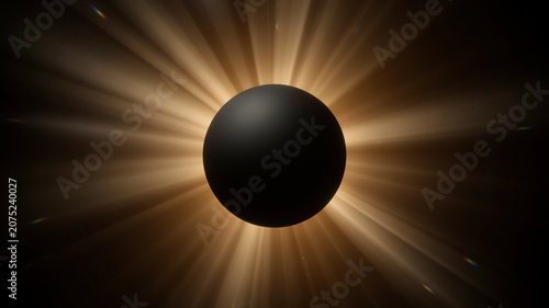 Solar Eclipse Darkening Sky with Radiant Sunlight Rays Dramatic Composition