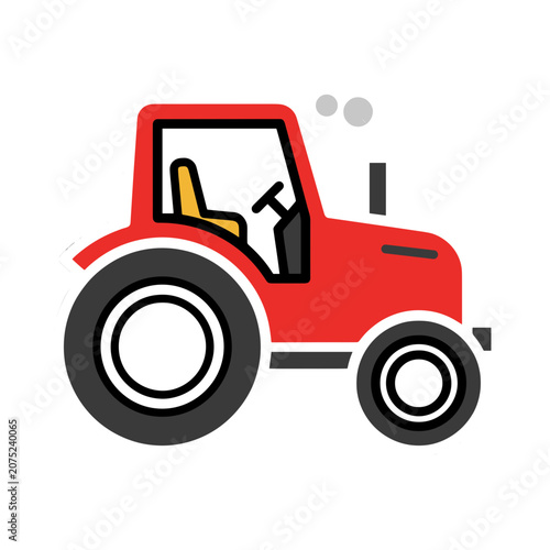 Red tractor flat vector icon