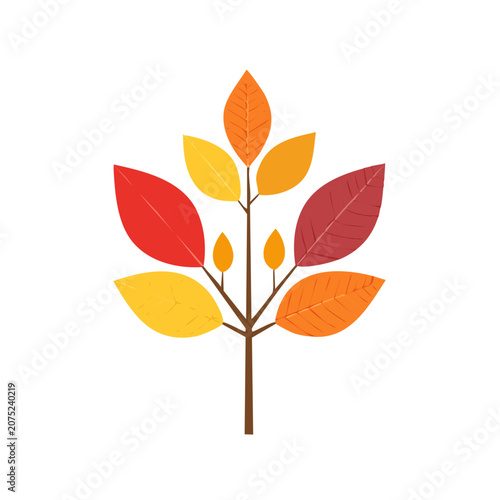 Autumn leaves on branch vector illustration