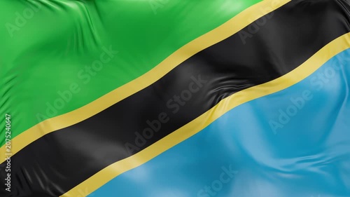 Tanzania flag waving Seamless silk flag 3d animation slow motion Looping