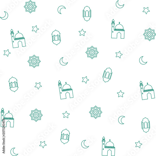 Hand drawn pattern material design ramadhan