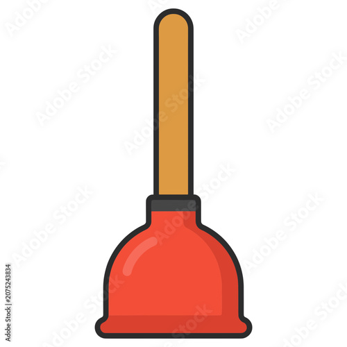 Red and orange plunger icon vector