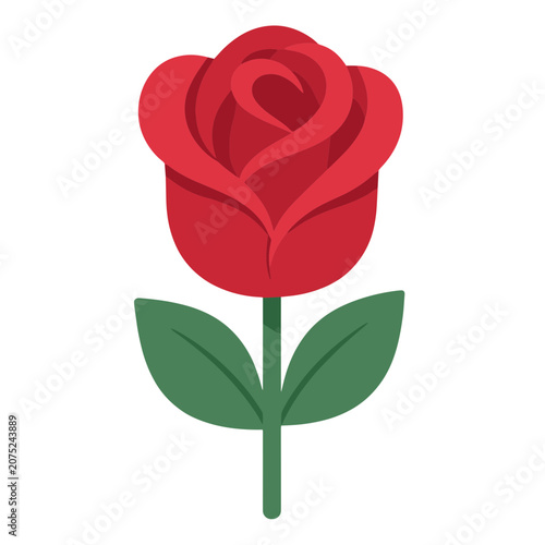 Red rose flat vector illustration