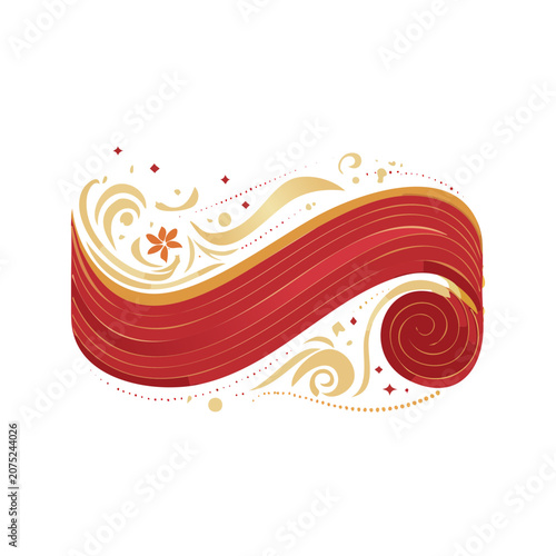 Abstract Red and Gold Wave Vector Design