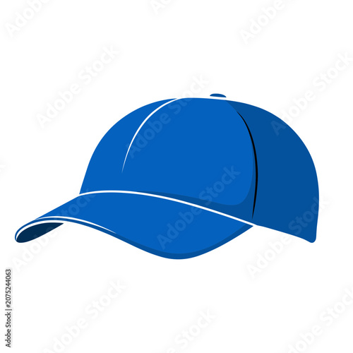 Blue Baseball Cap Flat Vector Illustration
