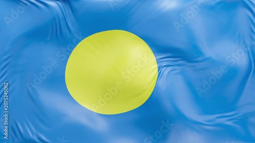 Palau flag waving Seamless silk flag 3d animation slow motion Looping