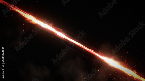 Meteor streaking across night sky with fiery glow and bright tail