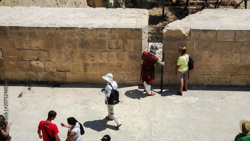 Courtyard of St John Bastion fortress courtyard in Vittoriosa Birgu city in Malta.