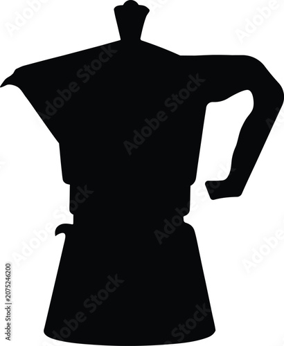 Black silhouette espresso maker, coffee pot icon, vector coffee maker, kitchen appliance