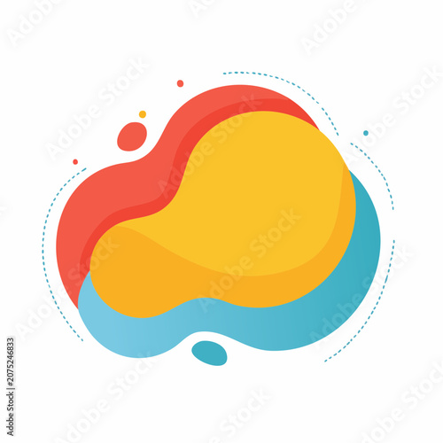 Abstract Fluid Shape with Red, Yellow, and Blue Colors