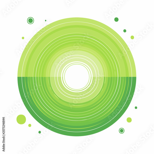 Abstract Green Circle with Concentric Rings and Dots