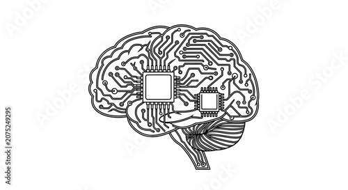 Artificial Intelligence Brain Circuit Board Chip Technology Concept