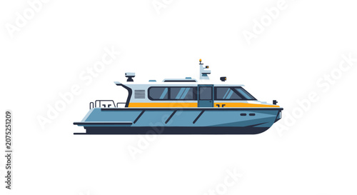 Tableau sur toile Modern Passenger Boat Flat Vector Illustration