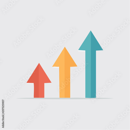 Three upward arrows representing growth and progress