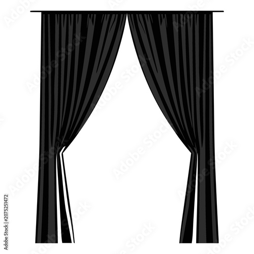 Black Drapery Curtains Vector Illustration
