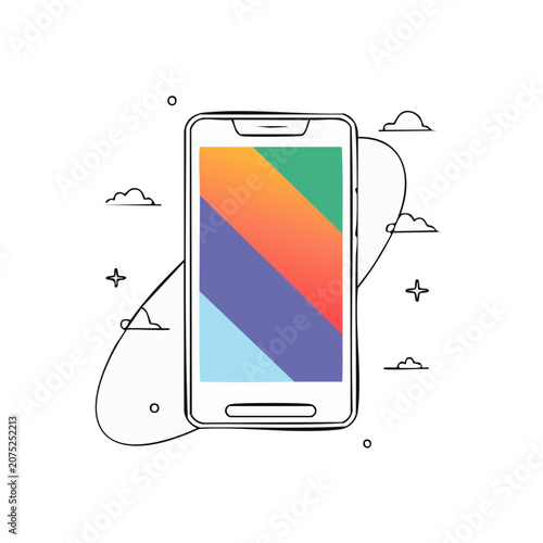 Smartphone with colorful diagonal stripes on screen