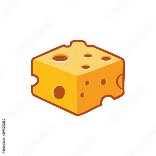 Swiss cheese slice with holes, flat vector illustration