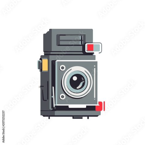 Vintage Camera Flat Vector Illustration