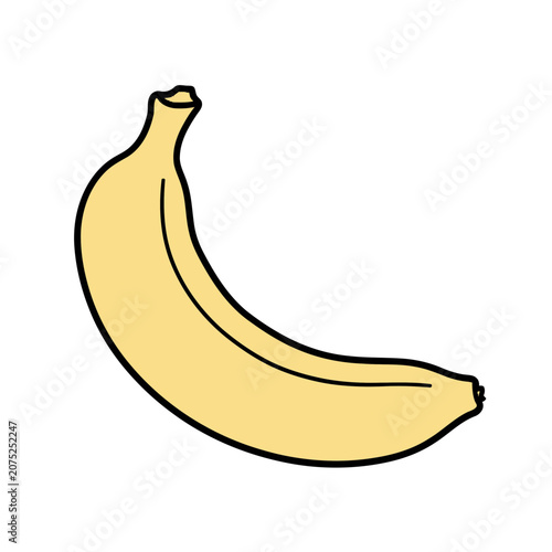 Yellow banana flat vector illustration