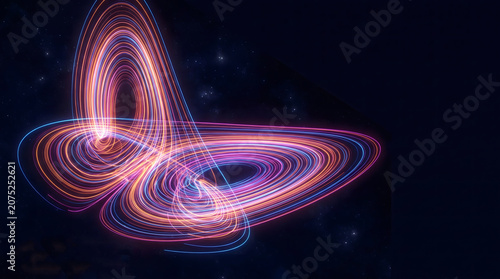 Glowing Lorenz attractor butterfly effect concept