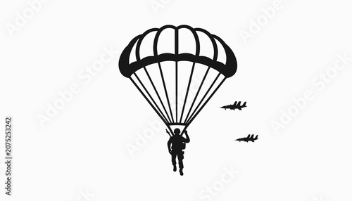 Bilde på lerret Person parachuting with open parachute.