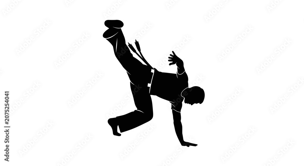 Obraz premium Man doing handstand in suit.