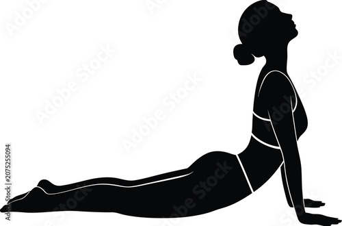 Black silhouette of elegant woman dancer in fashion pose, vector illustration of female figure standing and posing, ballet-inspired beauty shadow artwork with graceful legs, hair and heels