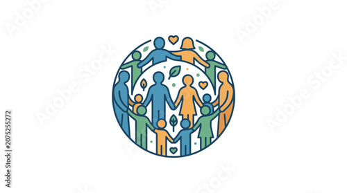 Global Family Day celebration with diverse family silhouettes forming protective circle
