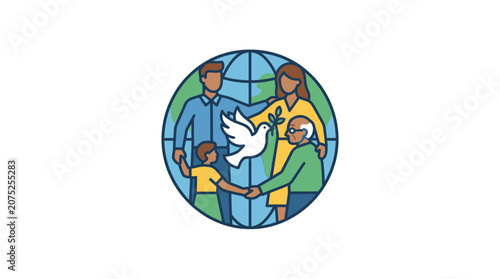 Family and grandparents enjoying quality time together in modern vector design