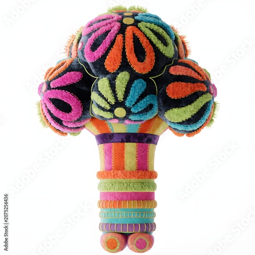 Handmade Craft Style Broccoli Illustration with Detailed Organic Texture for Nutrition and Vegetarian Design Projects