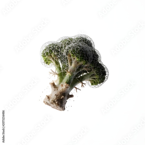 Raw broccoli head close up with vibrant green florets for healthy eating and nutrition concept photography