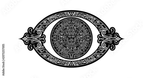 Ancient Aztec Sun Stone Eye Symbol.