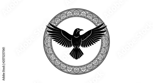 Black Raven Emblem with Ornate Circular Border.