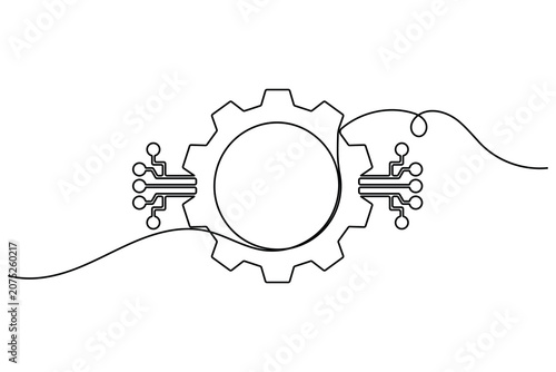 Workflow automation and networking nodes icon sign continuous one line drawing on white background minimalist performance of teamwork and science symbol doodle illustration