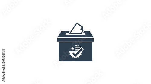 Fotografie Ballot Box Icon with Checkmark and Star - Voting Symbol