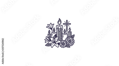 Fotografía Candles and Flowers Memorial Graphic: Remembrance, Grief, and Sympathy