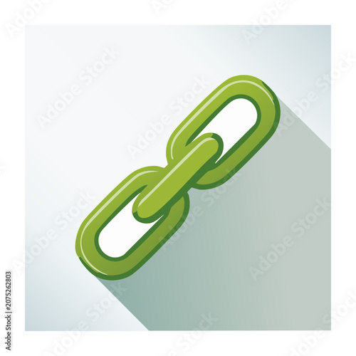 Green chain link icon on light blue background