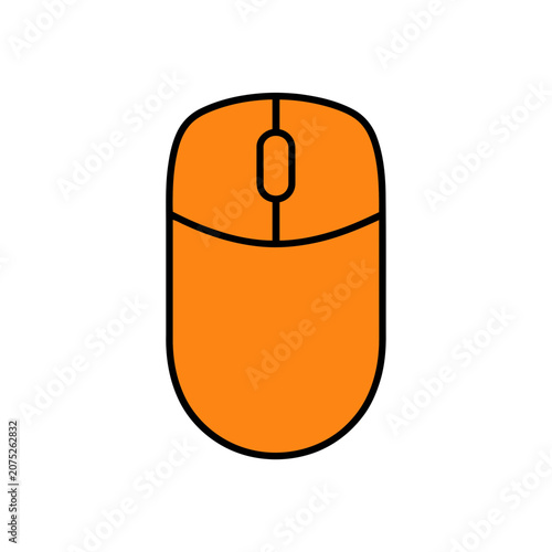 Orange computer mouse flat vector icon
