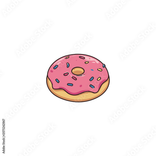 Pink Donut with Sprinkles Vector Illustration