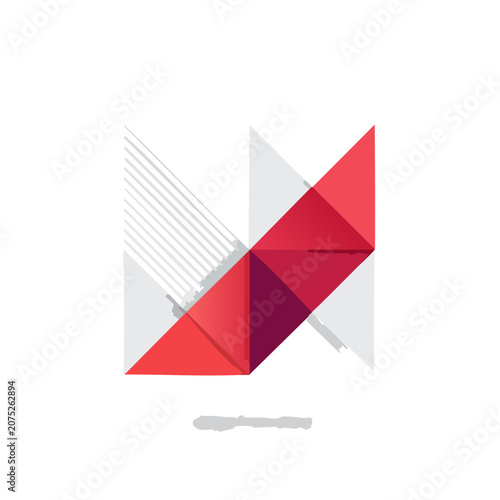 Red origami paper crane vector illustration