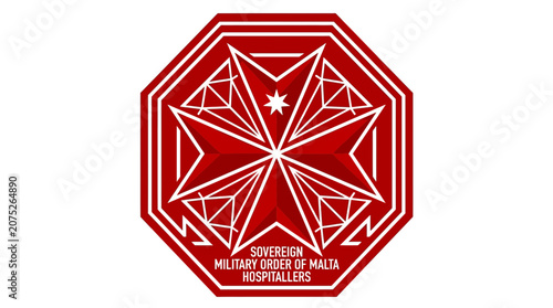 Tableau sur toile Red and white emblem of the Sovereign Military Order of Malta on white background