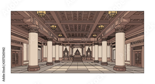 Schilderij op canvas Grand interior hall of a traditional asian palace
