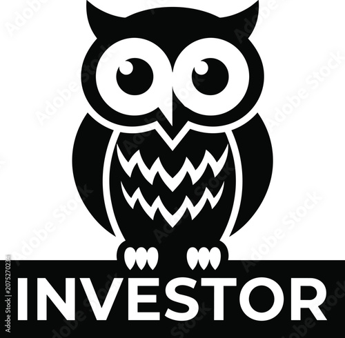 Wise Investor Owl Logo Icon Representing Financial Intelligence Investment and Market Analysis