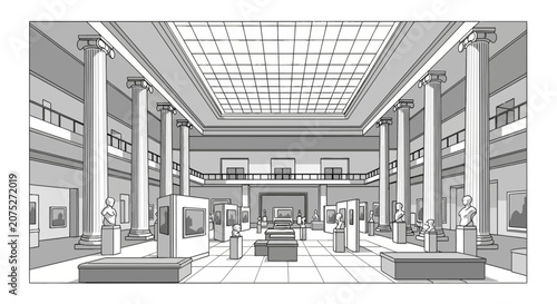 Obraz na plátně Classical museum interior with sculptures and columns